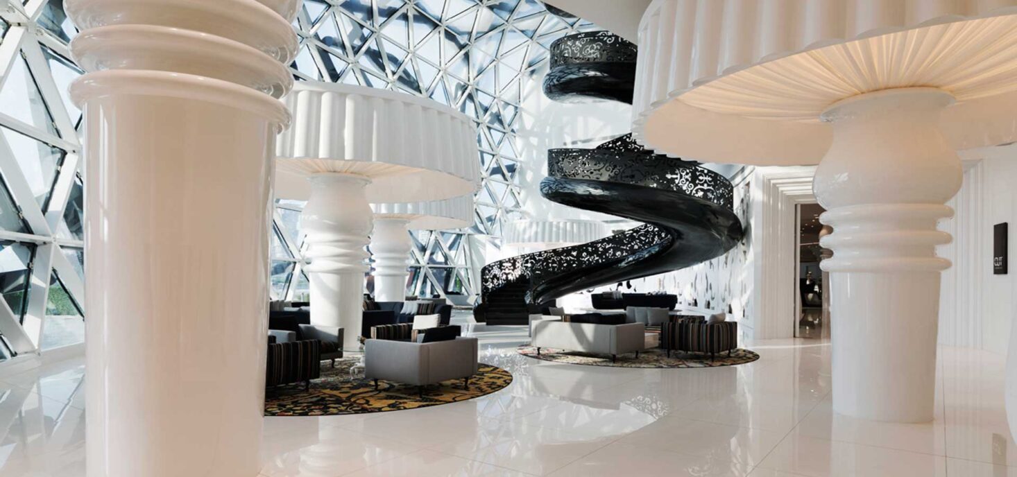 All fit-out works of Mondrian Doha Hotel has been completed by the award-winning interior design and architecture office Sia Moore.